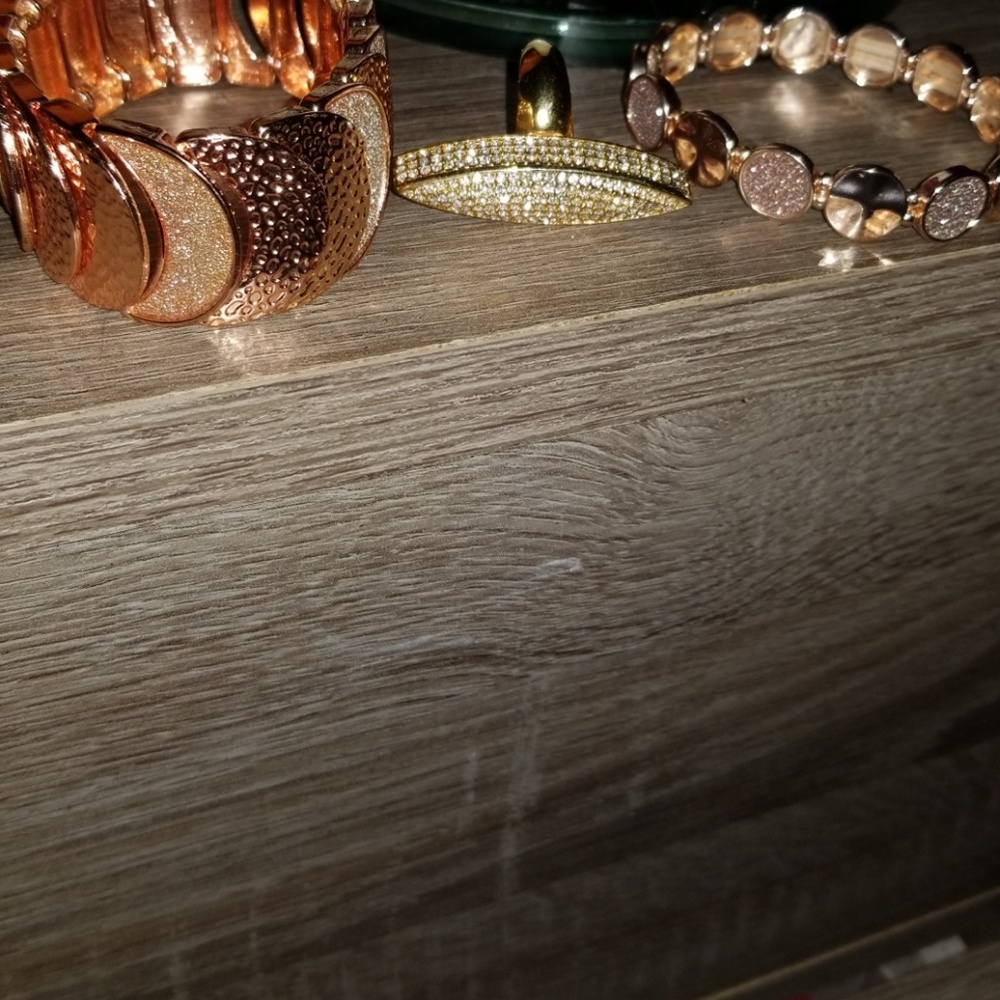 Bundled Two rose gold bracelets and gold ring sz 8